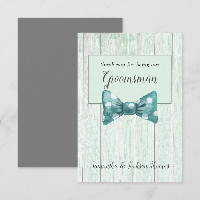 De Agradecimiento Tarjeta Rustic Groomsman Gracias (Anverso / Reverso)
