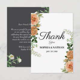 De Agradecimiento Tarjeta Rustic Peach Floral Boda