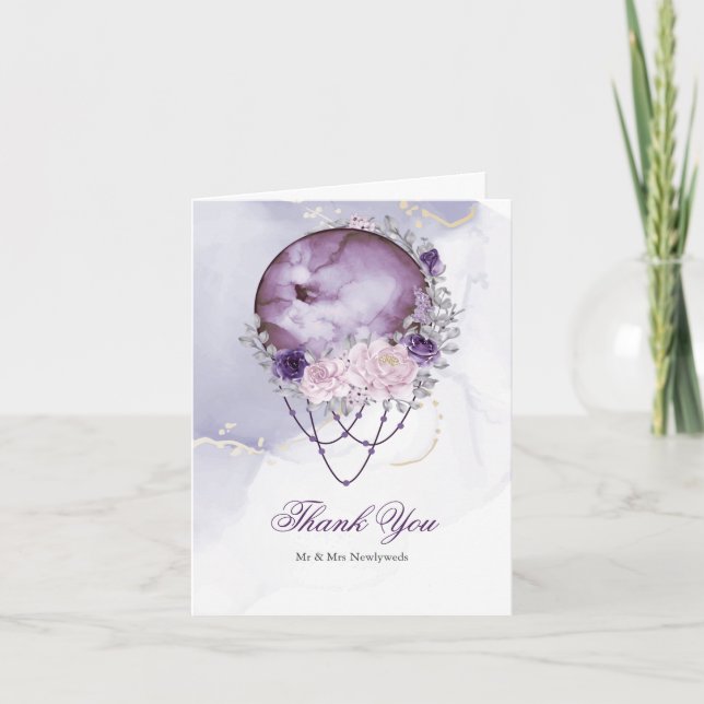 De Agradecimiento Tarjeta Rustic Purple Celestial Full Moon (Anverso)