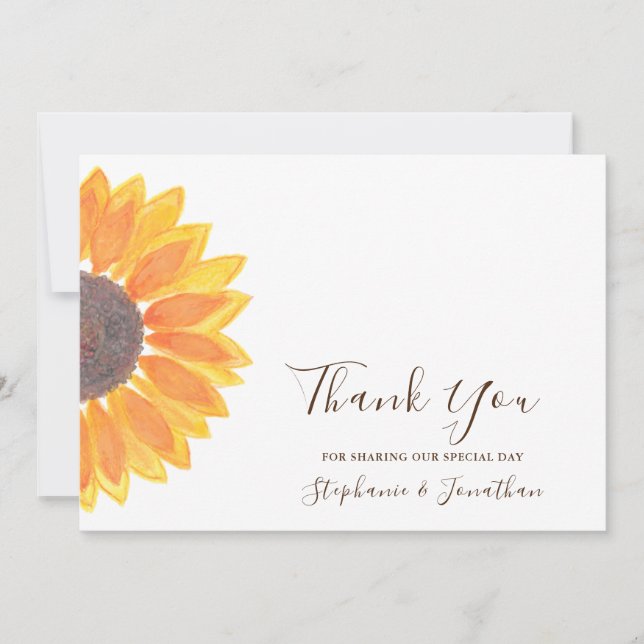 De Agradecimiento Tarjeta Rustic Sunflower Gracias (Anverso)