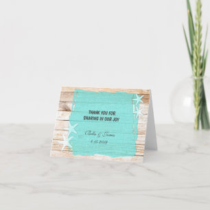 De Agradecimiento Tarjeta Rustic Turquoise Starfish