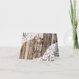 De Agradecimiento Tarjeta Rustic Wood and Lace