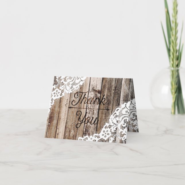De Agradecimiento Tarjeta Rustic Wood and Lace (Anverso)