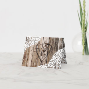De Agradecimiento Tarjeta Rustic Wood and Lace