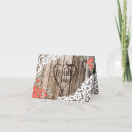 De Agradecimiento Tarjeta Rustic Wood Baby's Breath Lace