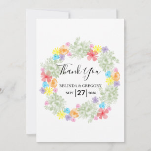 De Agradecimiento Tarjeta Rústica Floral Wreath Boda
