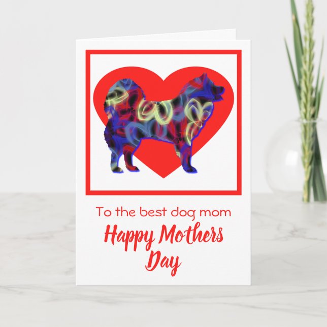 De Agradecimiento Tarjeta Samoyed Silhouette Dog Red Heart Mother's  (Anverso)
