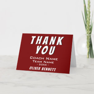 De Agradecimiento Tarjeta Simple Roja Deportiva Gracias Entrenador 