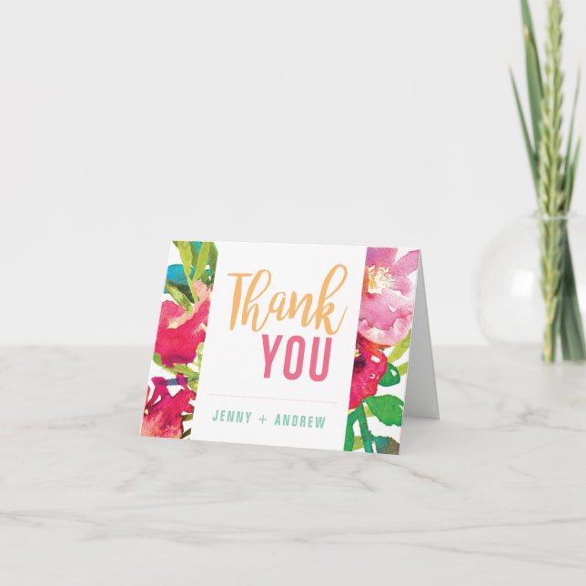 De Agradecimiento Tarjeta Tropical Floral Bridal Shower (Anverso)