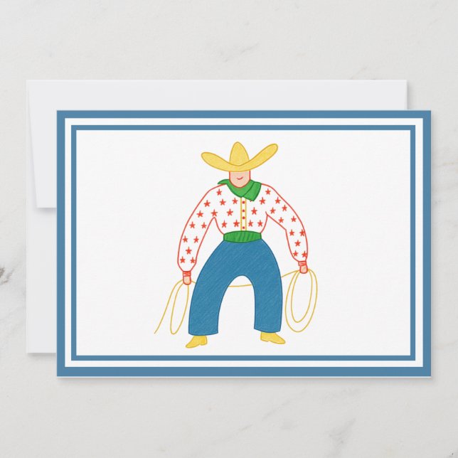 De Agradecimiento Tarjeta Vintage Cowboy Flat (Anverso)
