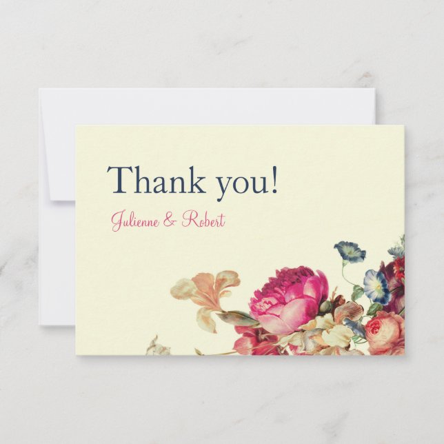 De Agradecimiento Tarjeta Vintage Floral Boda (Anverso)