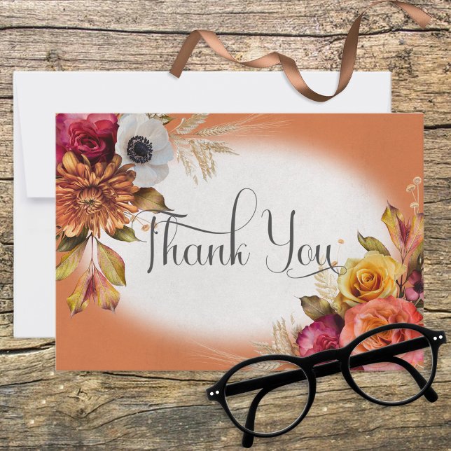 De Agradecimiento Tarjeta Vintage Floral Rust & Fuchsia (Subido por el creador)