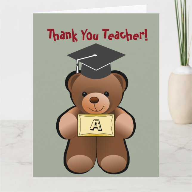 De Agradecimiento Teddy Bear Teacher Gracias Tarjeta (Anverso)