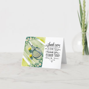 De Agradecimiento Tenis gracias tarjeta con bola en la cancha