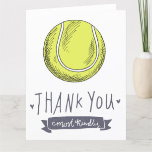 De Agradecimiento Tenis gracias tarjeta con bola en la cancha