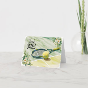 De Agradecimiento Tenis gracias tarjeta con bola en la cancha