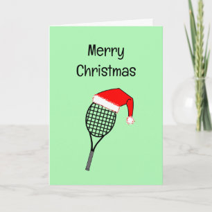 De Agradecimiento Tennis Racket Tarjeta navideña Santa Hat