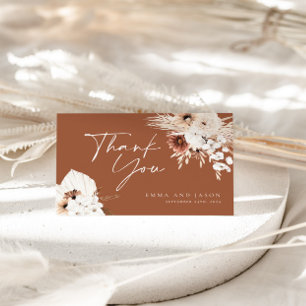 De Agradecimiento Terracotta Boho Boda Floral Gracias Tarjeta