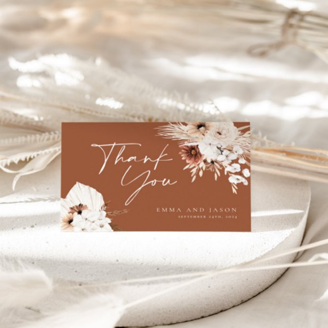 De Agradecimiento Terracotta Boho Boda Floral Gracias Tarjeta (Subido por el creador)