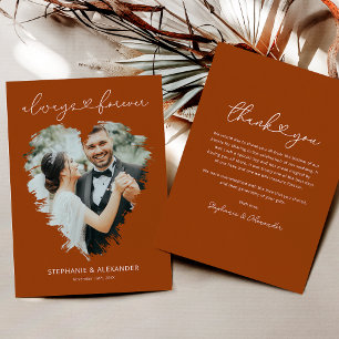De Agradecimiento Terracotta Photo Heart Boda Gracias Tarjeta