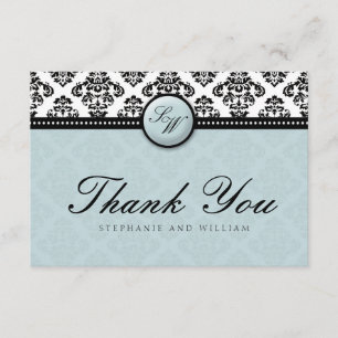 De Agradecimiento Tiffany Damask Monograma Boda Gracias Tarjeta