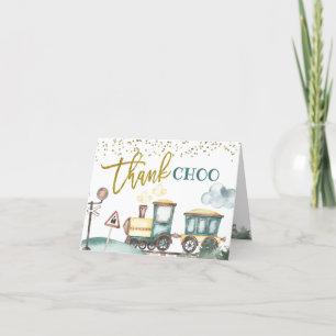 De Agradecimiento Tren Boy 2º cumpleaños gracias tarjeta doblada