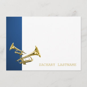 De Agradecimiento Trumpet Blue Gold Gracias Tarjeta plana