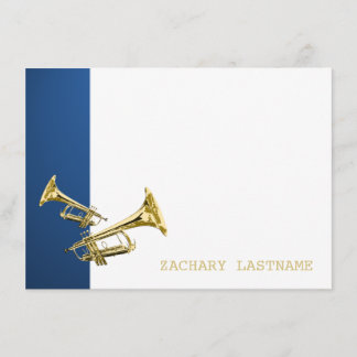De Agradecimiento Trumpet Blue Gold Gracias Tarjeta plana