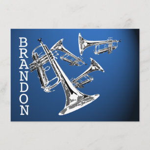 De Agradecimiento Trumpet Music Dark Blue Gracias Tarjeta plana