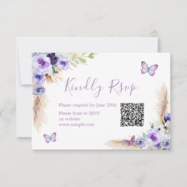 De Agradecimiento Un año flauta mariposa Cumpleaños Qr Rsvp Tarjeta