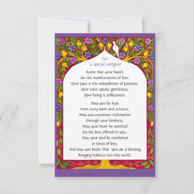 De Agradecimiento Una bendición para los cuidadores/ tarjeta plana (Anverso)