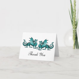 De Agradecimiento Verde azulados Dragones elegantes - Tarjeta
