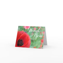 Vibrante tarjeta Red Poppy Gracias