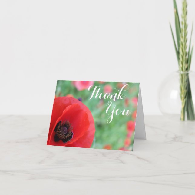 De Agradecimiento Vibrante tarjeta Red Poppy Gracias (Anverso)