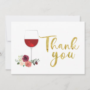 De Agradecimiento vino tinto y flores Gracias tarjeta
