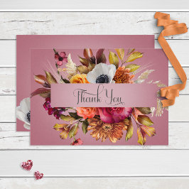 De Agradecimiento Vintage Floral Jewel Fuchsia Gracias Tarjeta