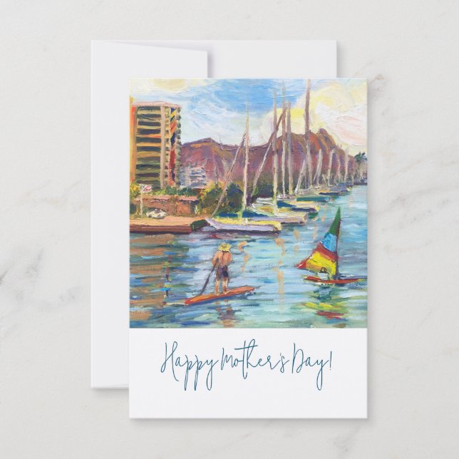 De Agradecimiento Vista Hawaiana desde tarjeta Magic Island (Anverso)