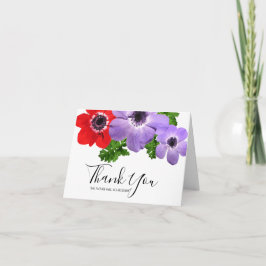 De Agradecimiento Watercolor Anemone Floral Gracias Tarjeta