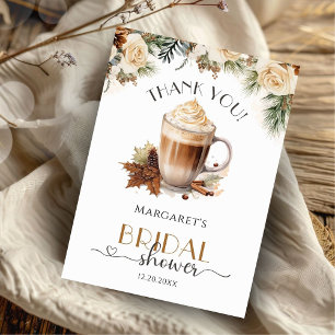 De Agradecimiento Winter Floral Coffee Bridal Shower Gracias Tarjeta
