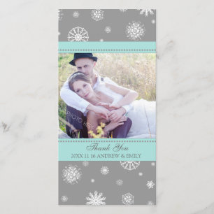 De Agradecimiento Winter Gracias A Boda Tarjeta Fotográfica Azul Gri