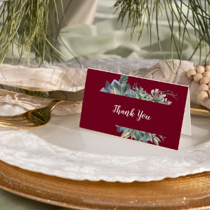 De Agradecimiento Winter Greenery Burgundy Boda Gracias Tarjeta