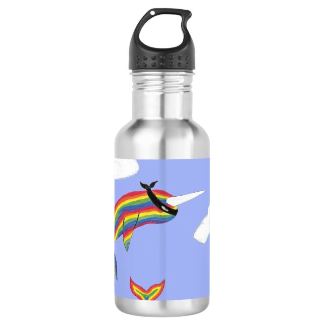 De Agua Arco iris Ninja Narwhal que vuela la botella (Anverso)
