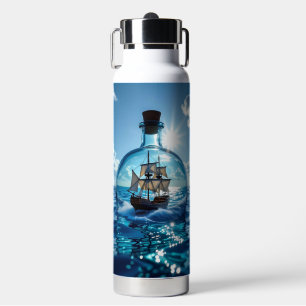 De Agua Barco en una botella flotando en el océano