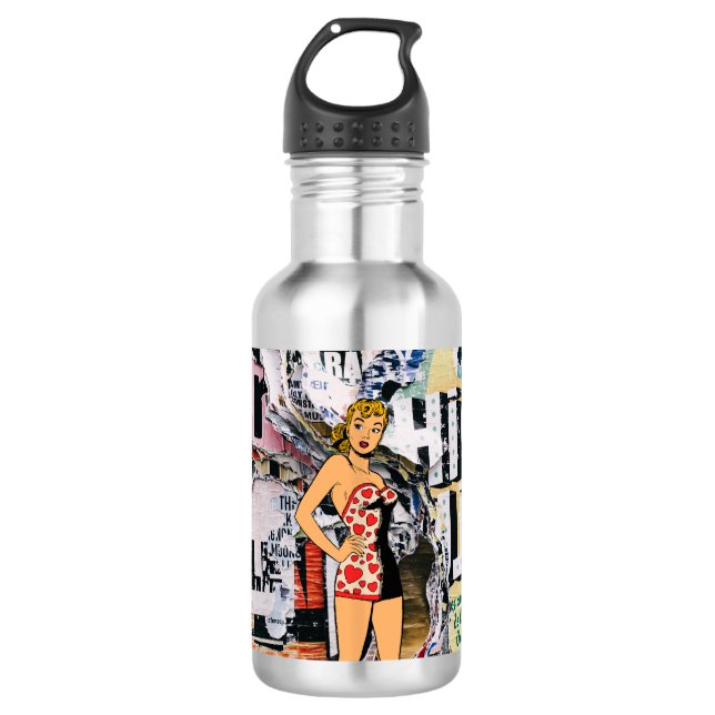 De Agua Botella Retro Pin-Up Street Pop (Anverso)