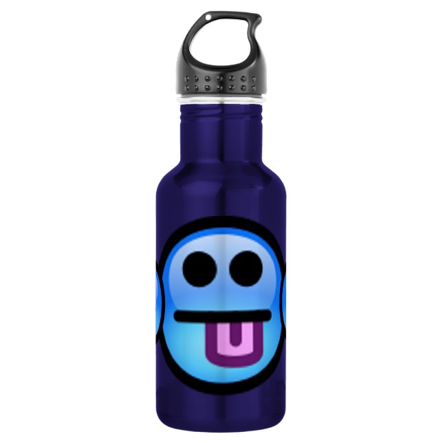 De Agua Cara azul con lengua afuera Botella (Anverso)