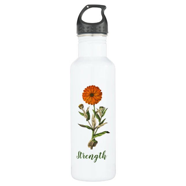 De Agua Marigold Strength Fitness Travel Water Botella (Anverso)