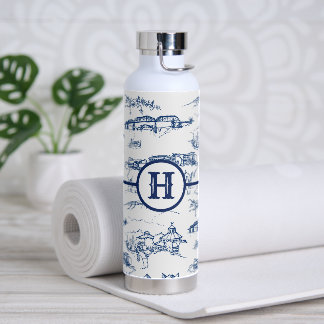 De Agua Monograma Chattanooga Toile Blue Water Botella