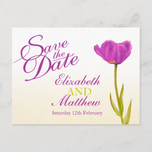 De Anuncios Boda Salvar la fecha postal del tulipán púrpura
