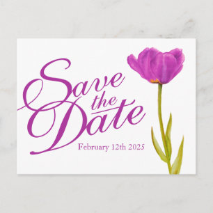 De Anuncios Boda Salvar la fecha postal del tulipán púrpura