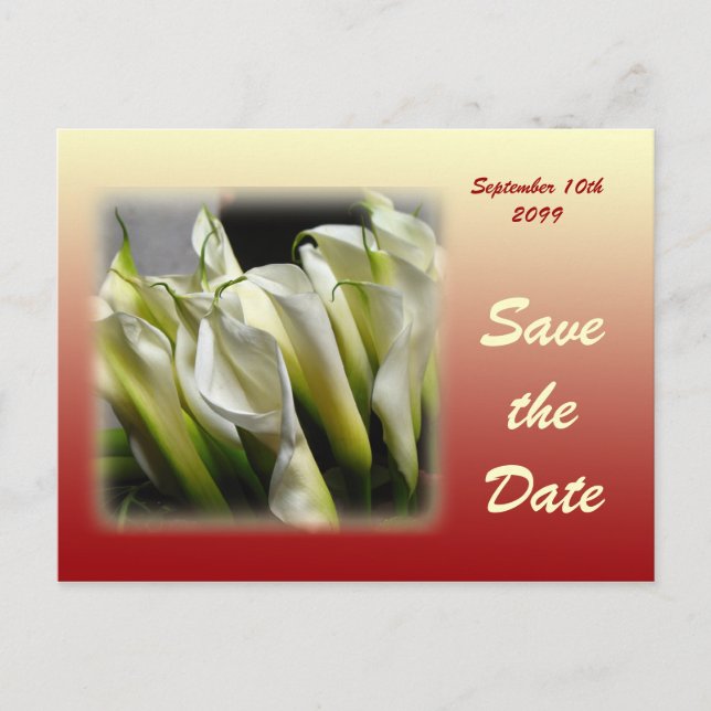 De Anuncios Guardar la postal Date - White Calla Lilies (Anverso)